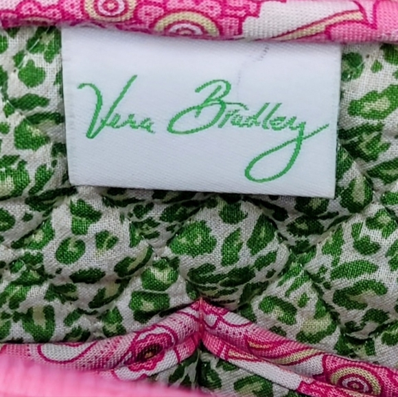 Vera Bradley Pink Green Floral Quilted Backpack | Lightweight Zip Bag - Picture 6 of 7